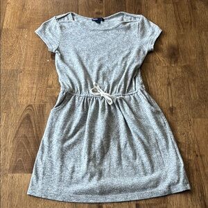 Gap Gray Short Sleeve Dress with Drawstring Waist and Pockets